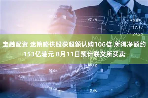 宝融配资 迷策略供股获超额认购106倍 所得净额约153亿港元 8月11日预计联交所买卖